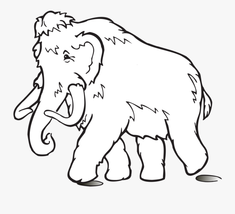 Art,monochrome Photography,carnivoran - Woolly Mammoth Black And White Clipart, Transparent Clipart