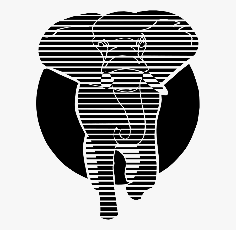 Elephant Stylied 555px - Graphic Art Black And White, Transparent Clipart