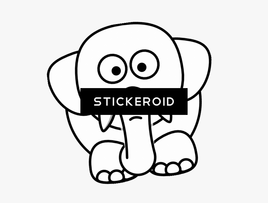 Transparent Elephant Drawing Png - Cartoon Elephant Black And White, Transparent Clipart