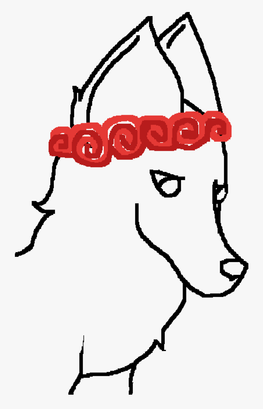 Sad Wolf Wearing Flower Crown Template, Transparent Clipart