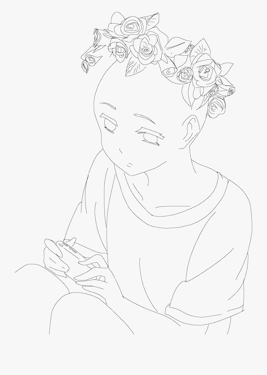 Moana Clipart Flower Crown - Line Art, Transparent Clipart