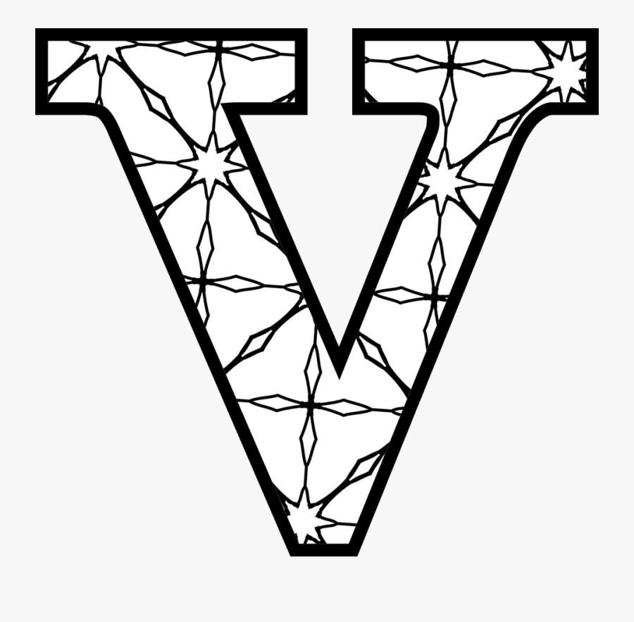Printable Letters V Free Victorian Vowel Varsity Vinyl - Colour In Letters V, Transparent Clipart