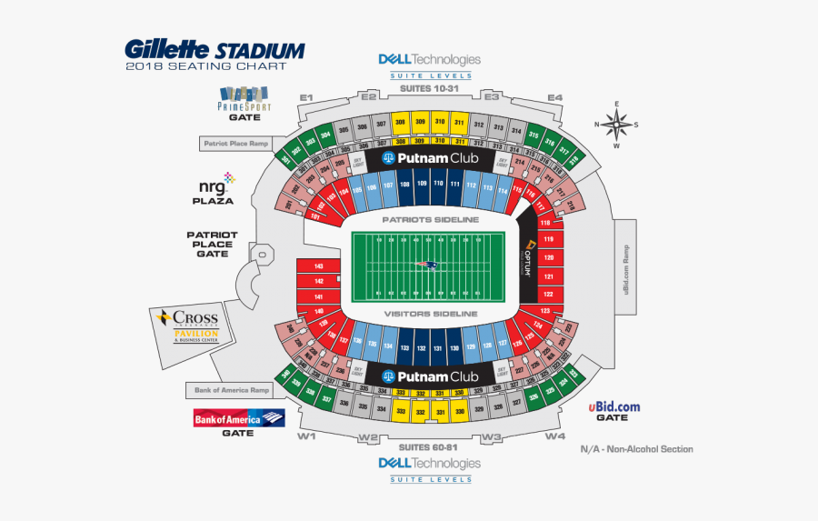 American Football Stadium Clipart - Gillette Stadium Seating Chart, Transparent Clipart