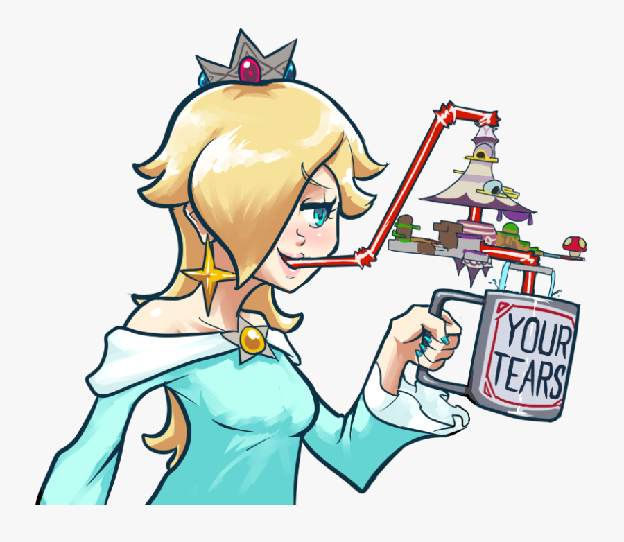 Rosalina Drinking Your Tears - Mario Your Tears Meme, Transparent Clipart