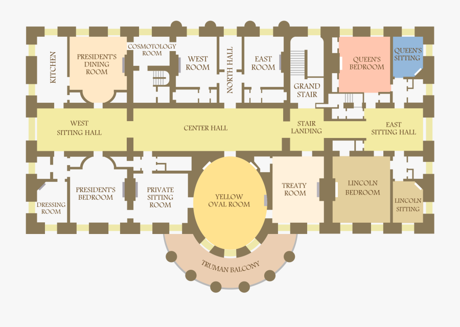 Whitehouse Floor Plan Floor Plan Whitehouse - White House Map, Transparent Clipart