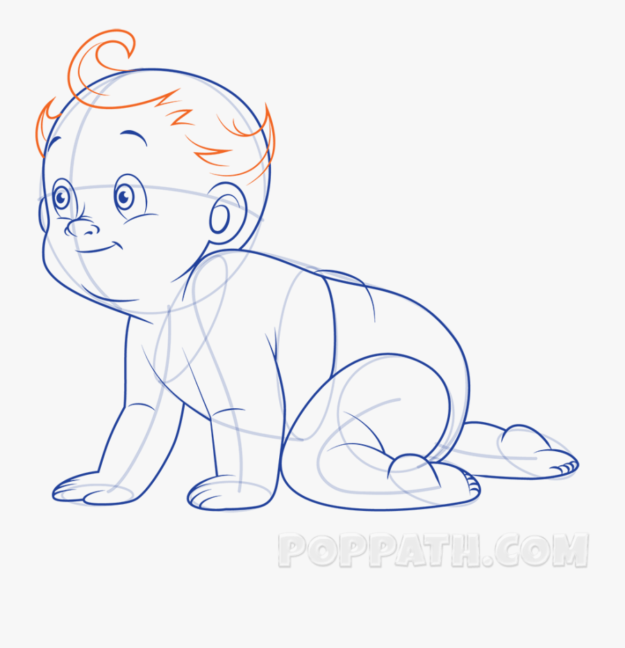 Mom And Baby Drawings - Drawing Of A Baby Crawling, Transparent Clipart