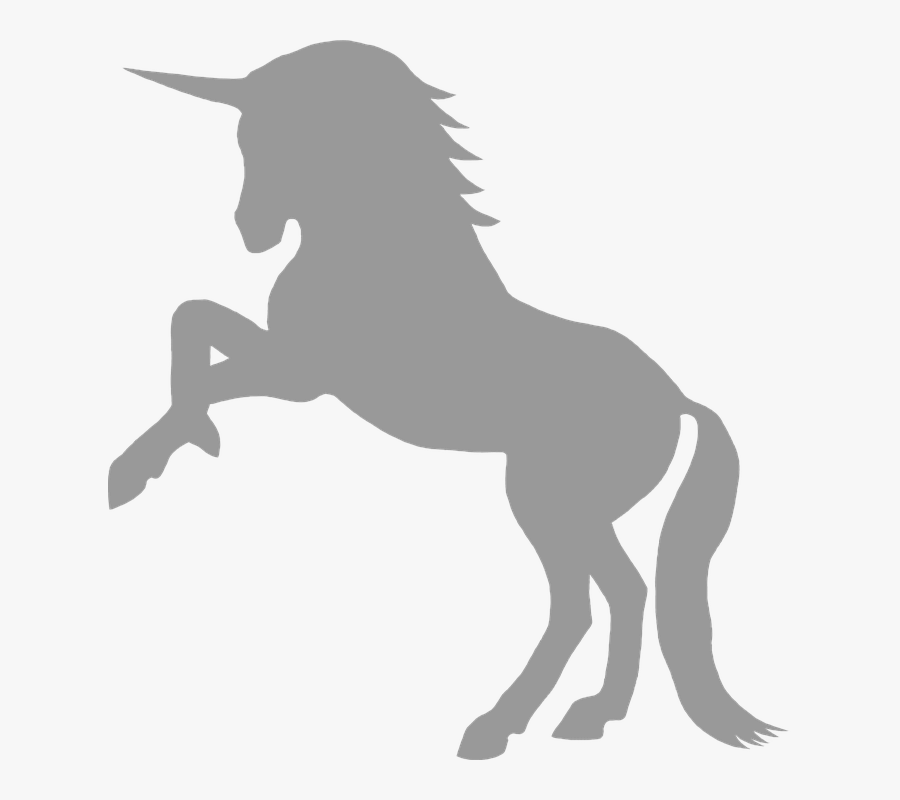 Unicorn, Gray, Myth, Mythological, Creature, Silhouette - Unicorn Silhouette Transparent Background, Transparent Clipart