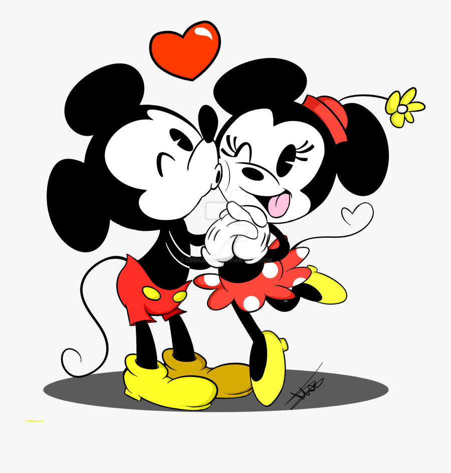 Clip Art Collection Of Free Drawing - Caricatura Mickey Y Minnie, Transparent Clipart