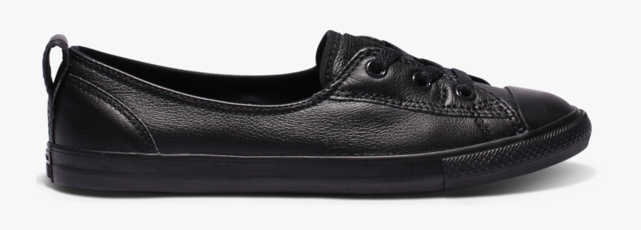 Clip Art All Black Leather Converse - Slip-on Shoe, Transparent Clipart