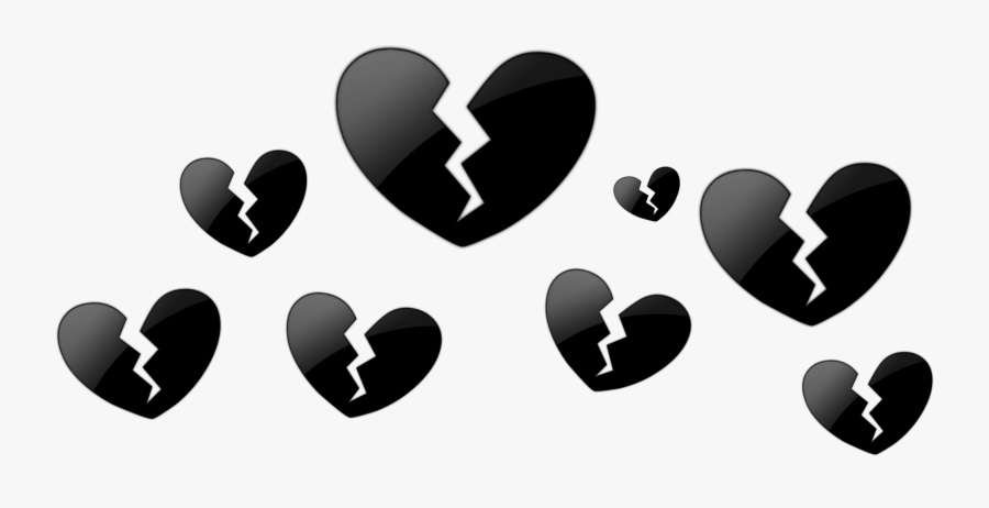 #blackheart #brokenheart #black #heart #broken #heartcrown - Broken Heart Black And White, Transparent Clipart