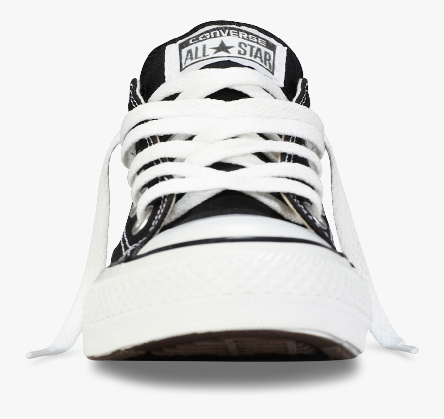 Clip Art Black Low Top Shoe - All Star Converse Front, Transparent Clipart