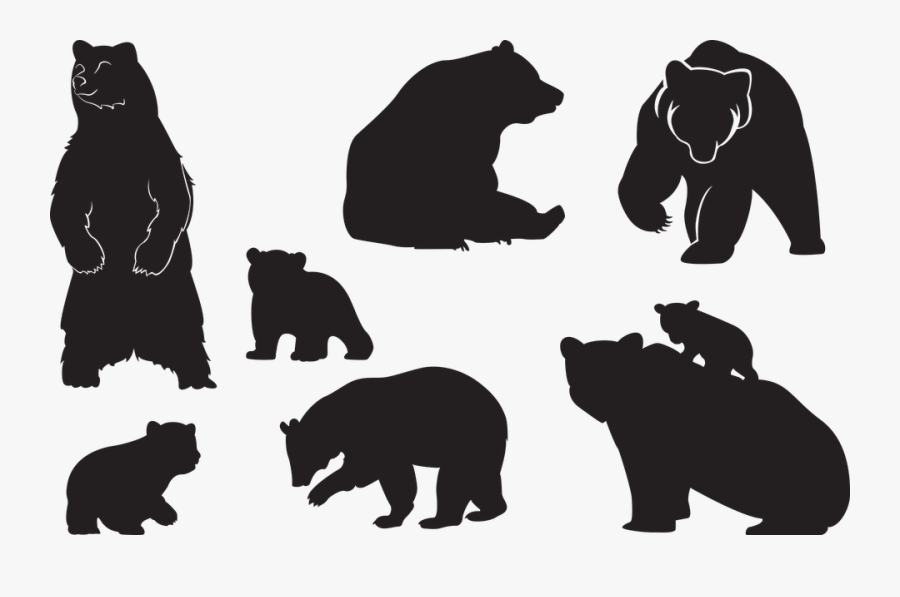 Bear, Cub, Animal, Silhouette, Family, Breeding - Bear Cub Standing Silhouette, Transparent Clipart