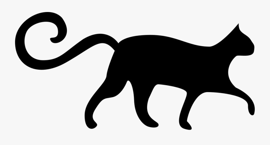 Cat Silhouette With Spiral Tail - Portable Network Graphics, Transparent Clipart