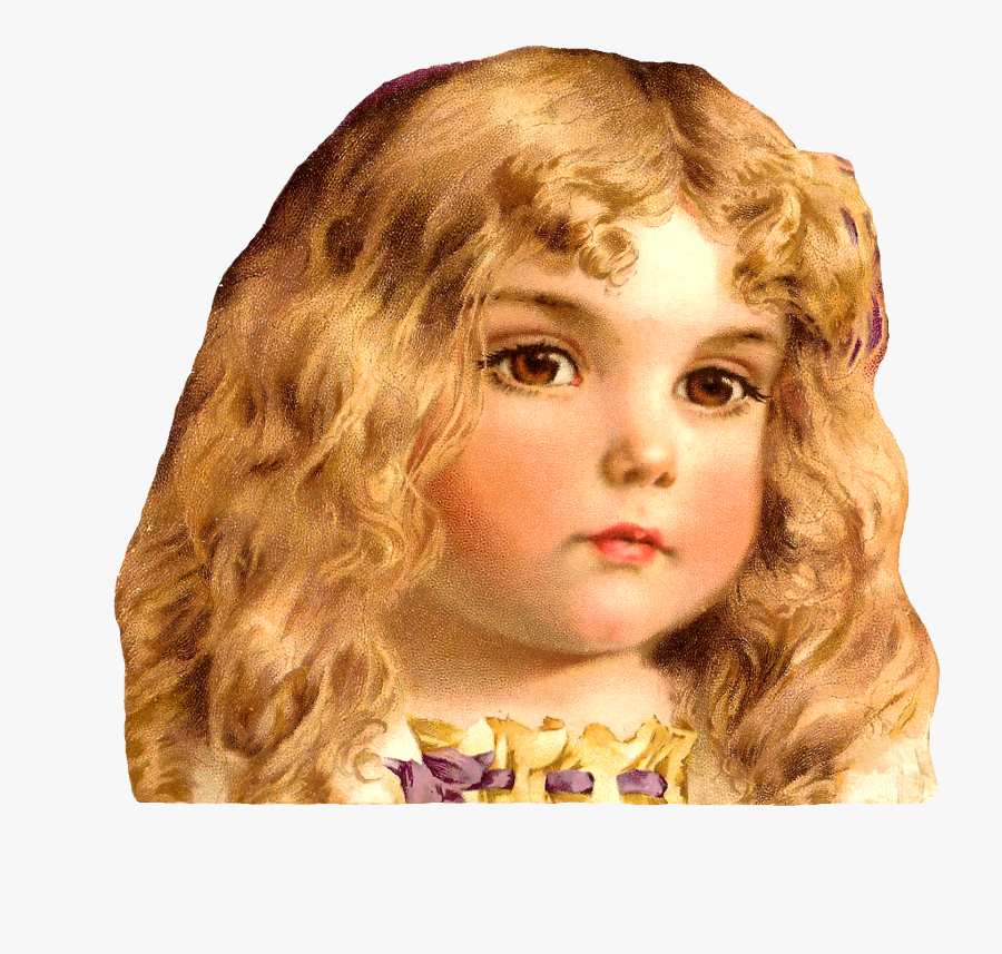 Little Blonde Girl With Curly Hair, Transparent Clipart