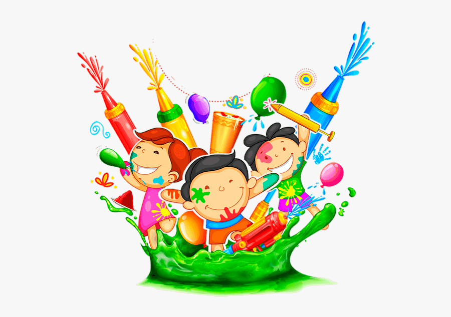 Pyar Ke Rang Se Bharo Pichkari, Sneh Ke Rang Do Duniya - Clipart Of Holi Celebration, Transparent Clipart