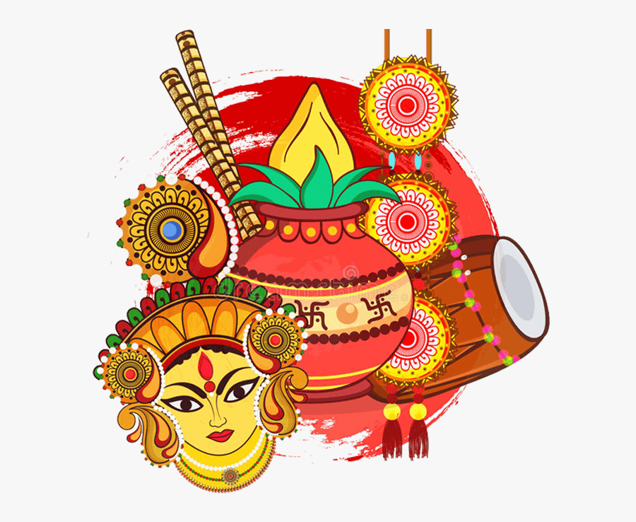 Vadodara Navratri Fest - Durga Devi Rangoli Design, Transparent Clipart