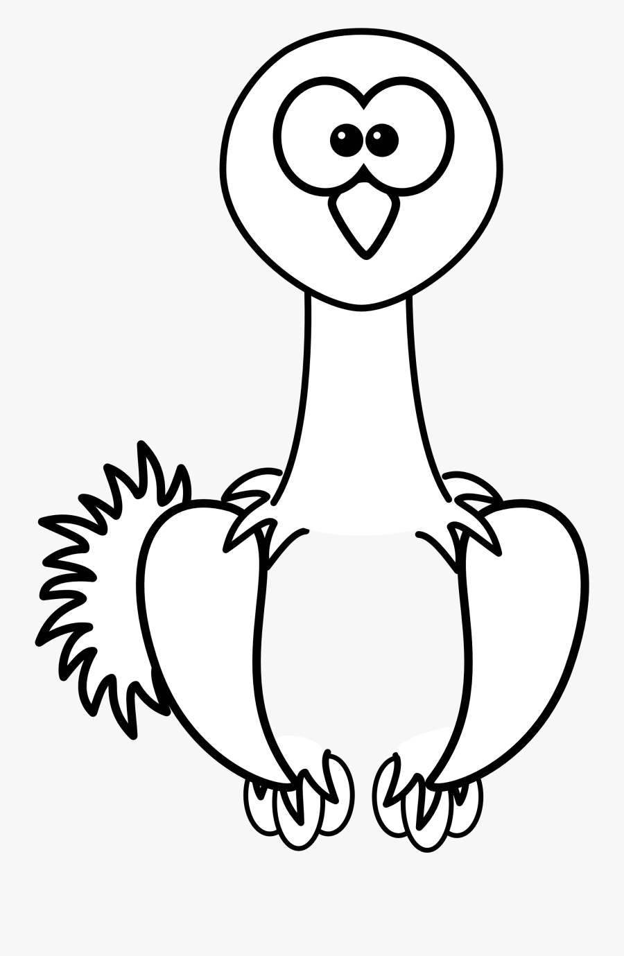 Simple Ostrich Face Drawing - Ostrich Clip Art Black And White, Transparent Clipart