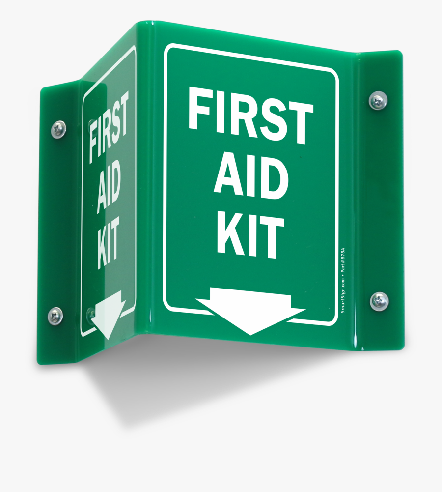 First Aid Kit With Down Arrow Sign - Fire Extinguisher Signage Shape, Transparent Clipart