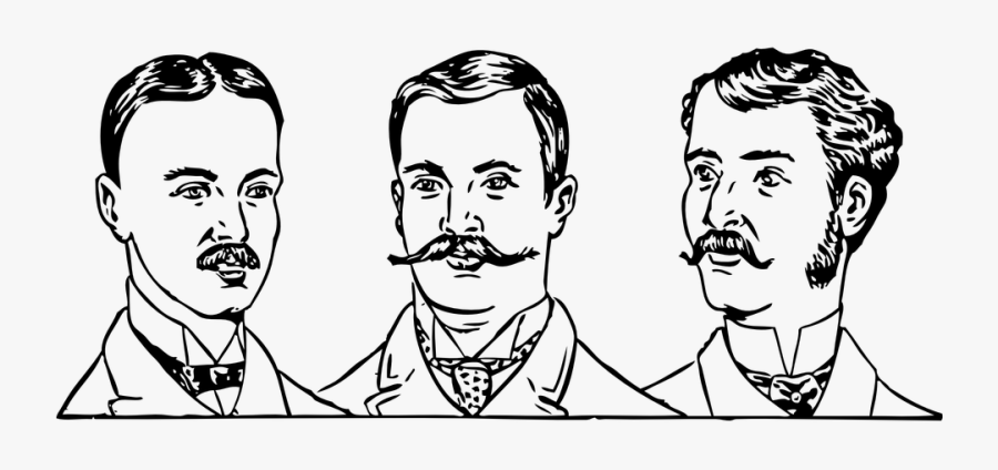 Men With Moustache Styles - Vintage Barber Hairstyle Chart, Transparent Clipart