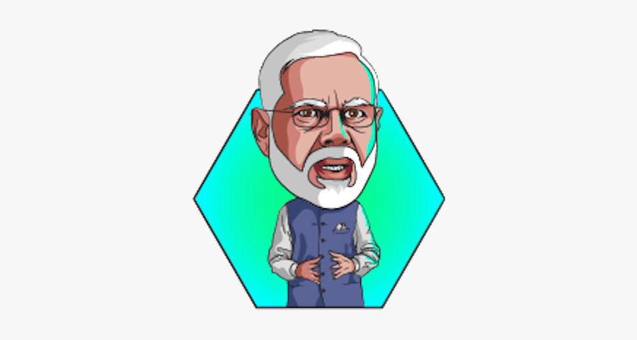 Narendra Modi Stickers Messages Sticker-2 - Narendra Modi Cartoon Drawing, Transparent Clipart