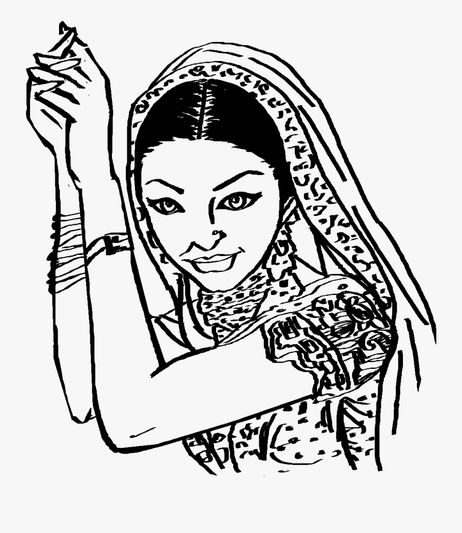 Saree Clipart Black And White, Transparent Clipart