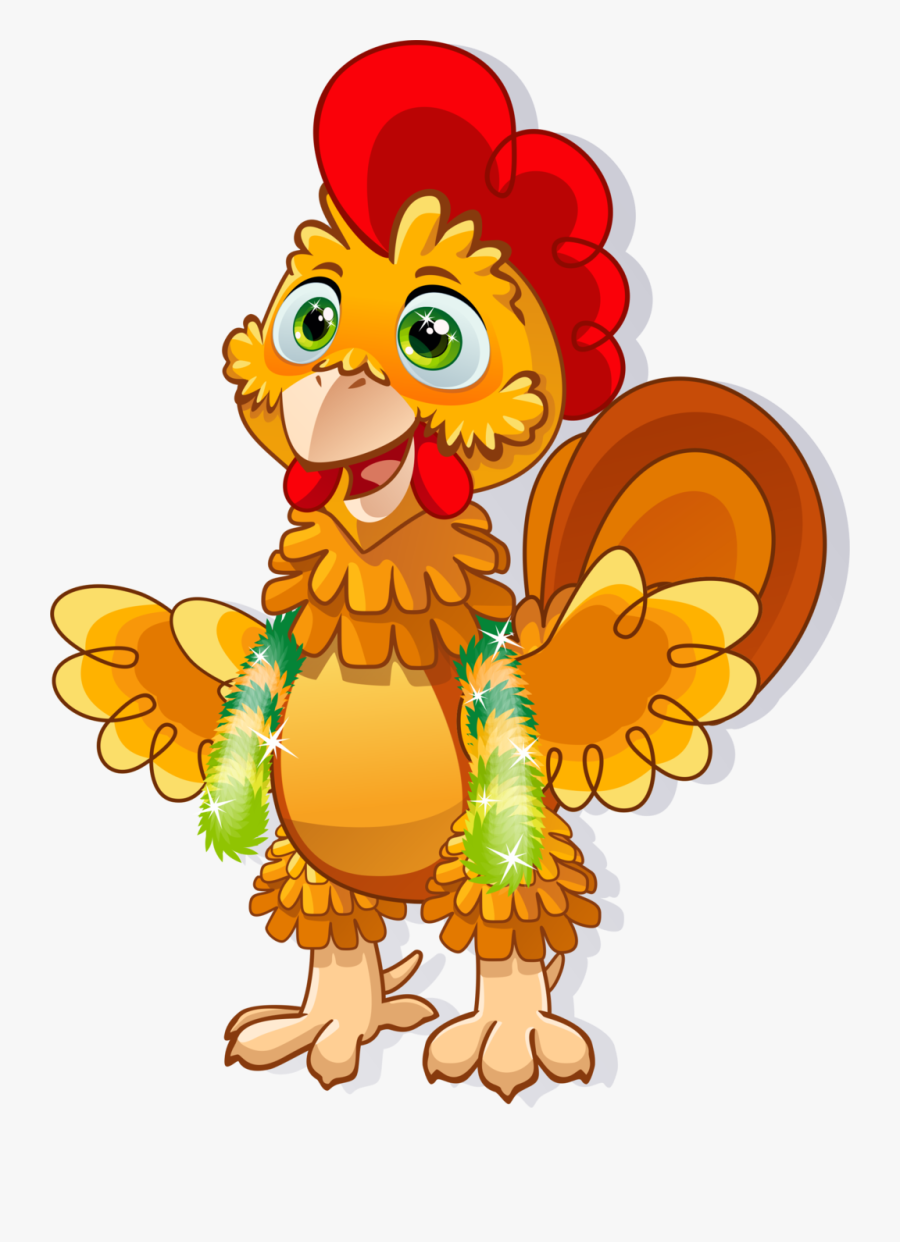 Cartoon Rooster Symbol Of 2017 Year By Youlia007 - Cartoon, Transparent Clipart