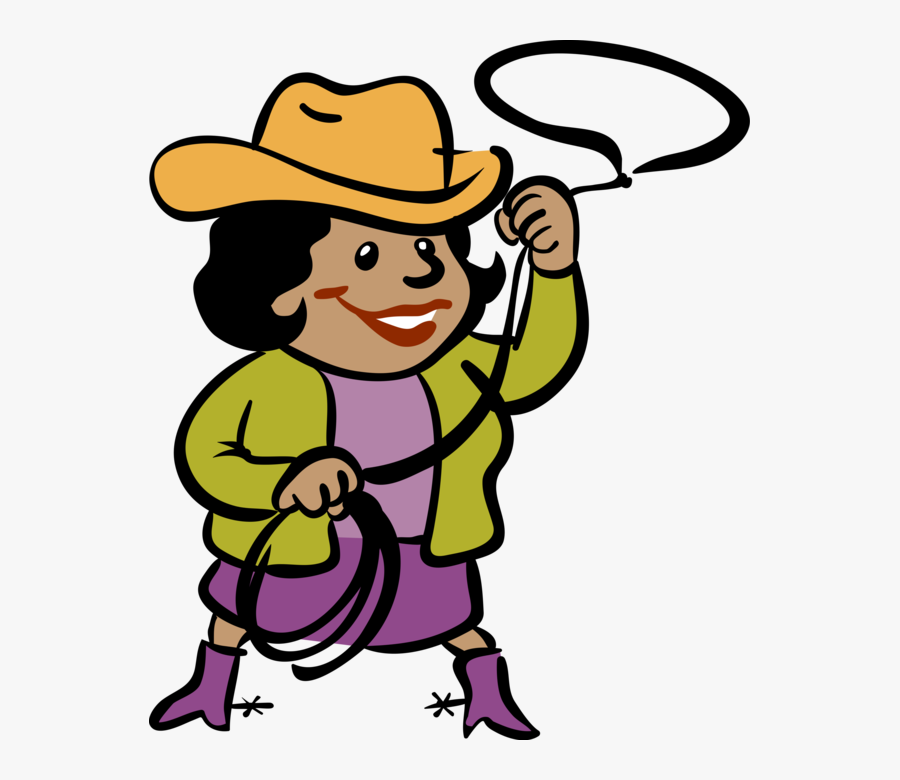 Vector Illustration Of Businesswoman Cowgirl With Spurs,, Transparent Clipart