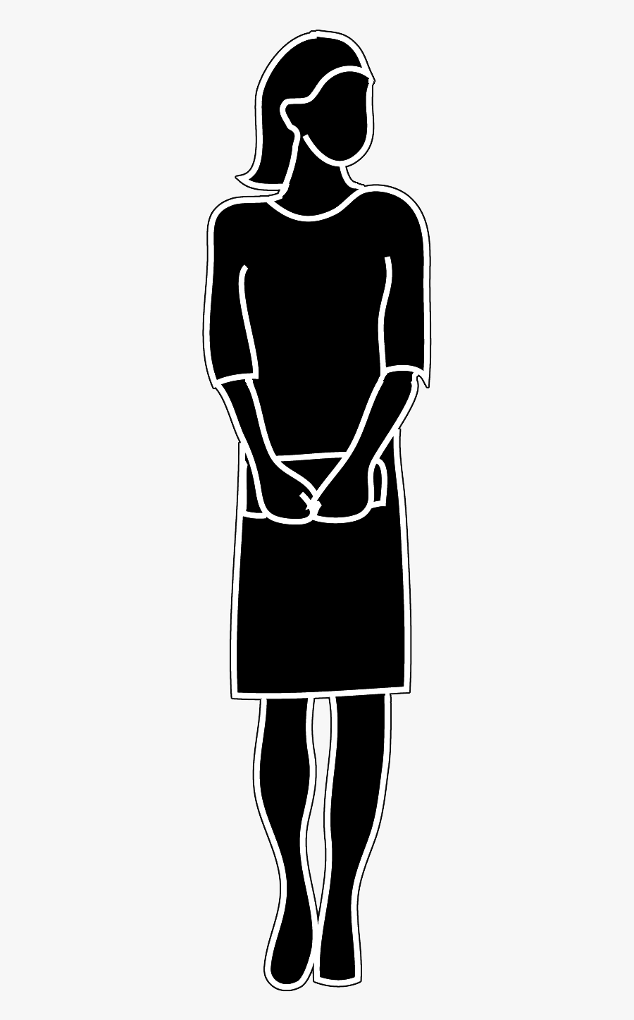 Female With Handbag Silhouette Png - Business Woman Outline Png, Transparent Clipart