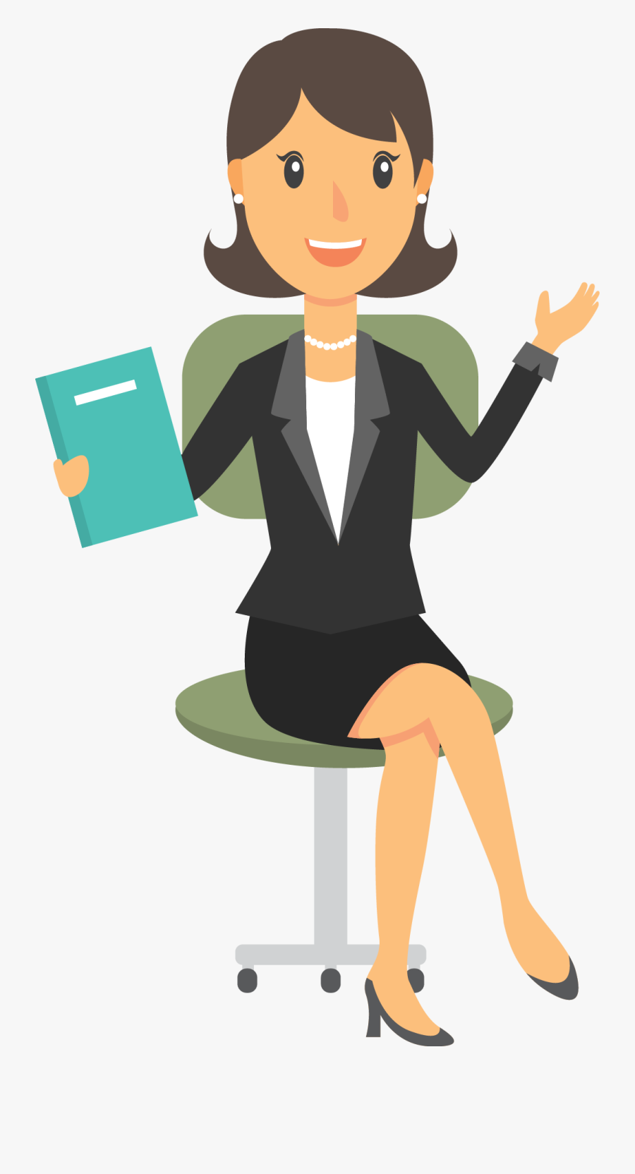 Transparent Female Accountant Clipart - Cartoon Business Woman Png, Transparent Clipart