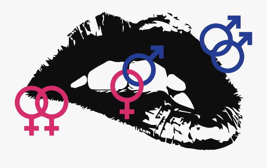 Lips Background With Gender Symbols Intertwined - Red Lips Wall Sticker, Transparent Clipart