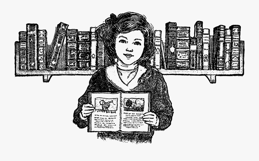 Vintage Reading Clip Art, Transparent Clipart