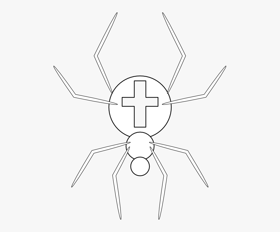 Cross Spider Black White Line Art 555px - Insect, Transparent Clipart