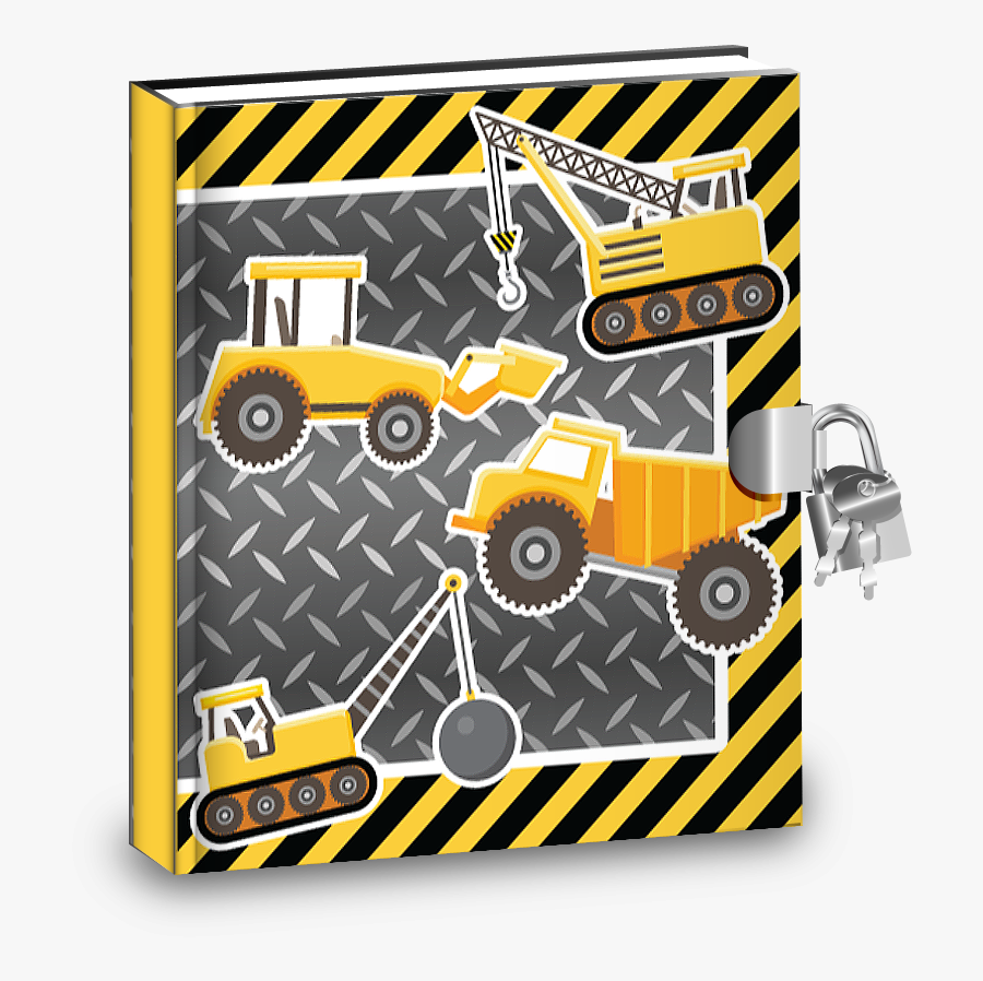 Construction Trucks Kids Diary With Lock - Crane, Transparent Clipart