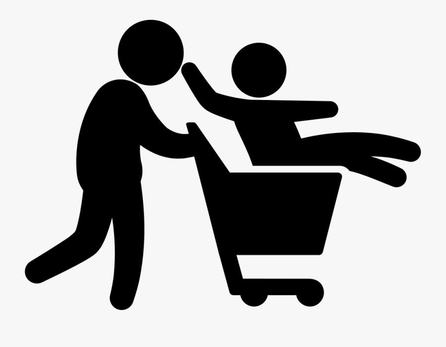 Father With Son On Shopping Cart Comments - Icon, Transparent Clipart