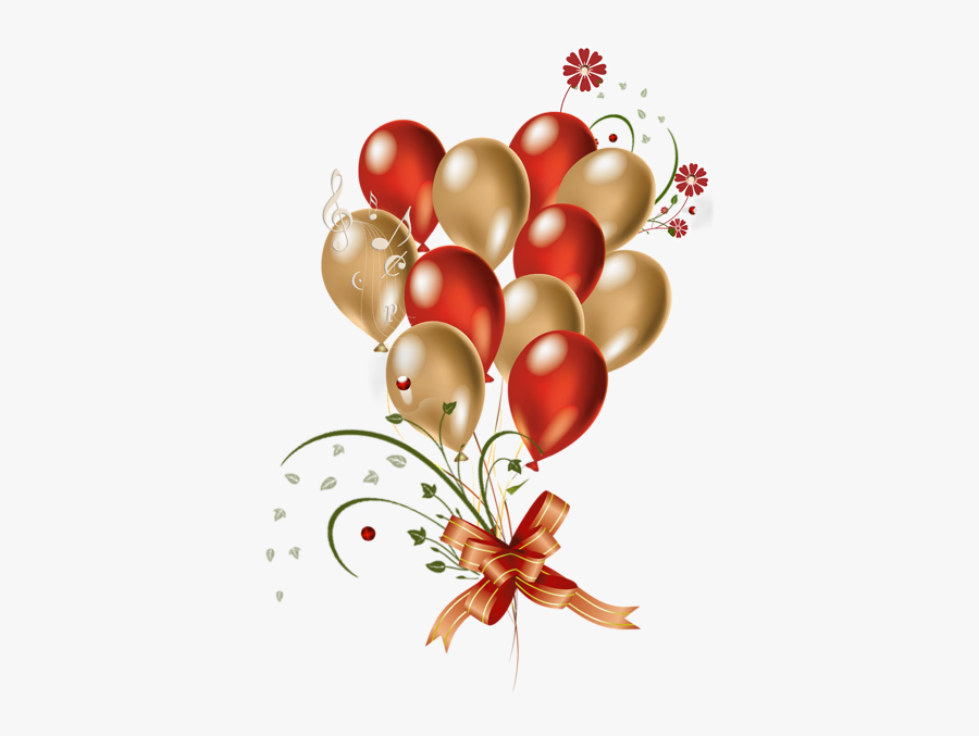 Red And Gold Birthday Balloons, Transparent Clipart