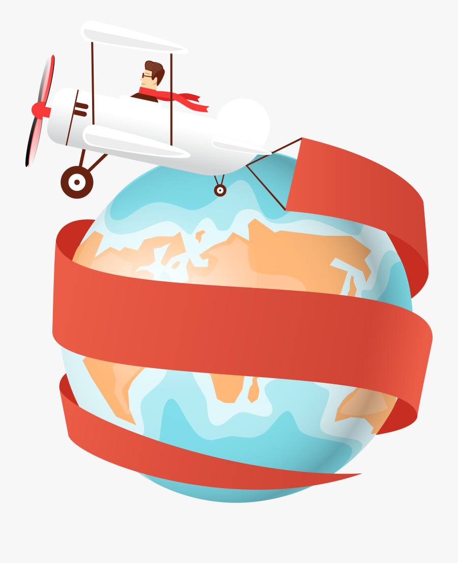 Vacation Clipart Airplane - Airplane Png Around World, Transparent Clipart