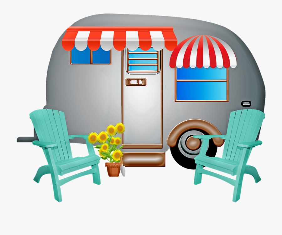 Caravan, Trailer, Vintage, Old, Retro, Sunflowers - Cartoon Caravan Png