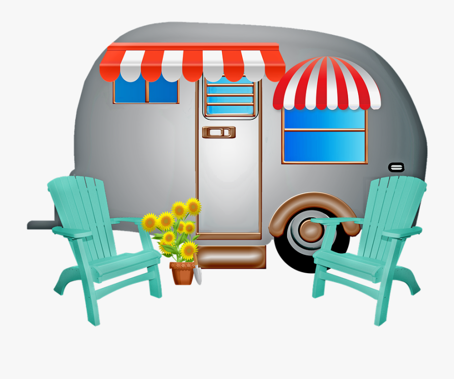 Caravan, Trailer, Vintage, Old, Retro, Sunflowers - Cartoon Caravan Png, Transparent Clipart