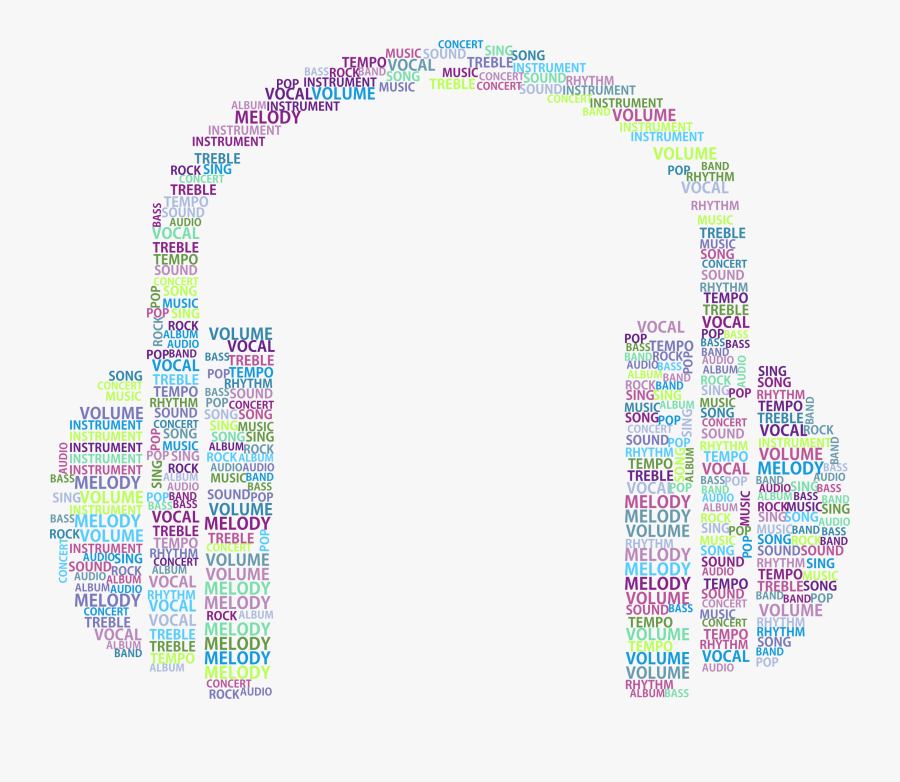 Music Headphones Word Cloud No Background Icons Png - Music With No Background, Transparent Clipart