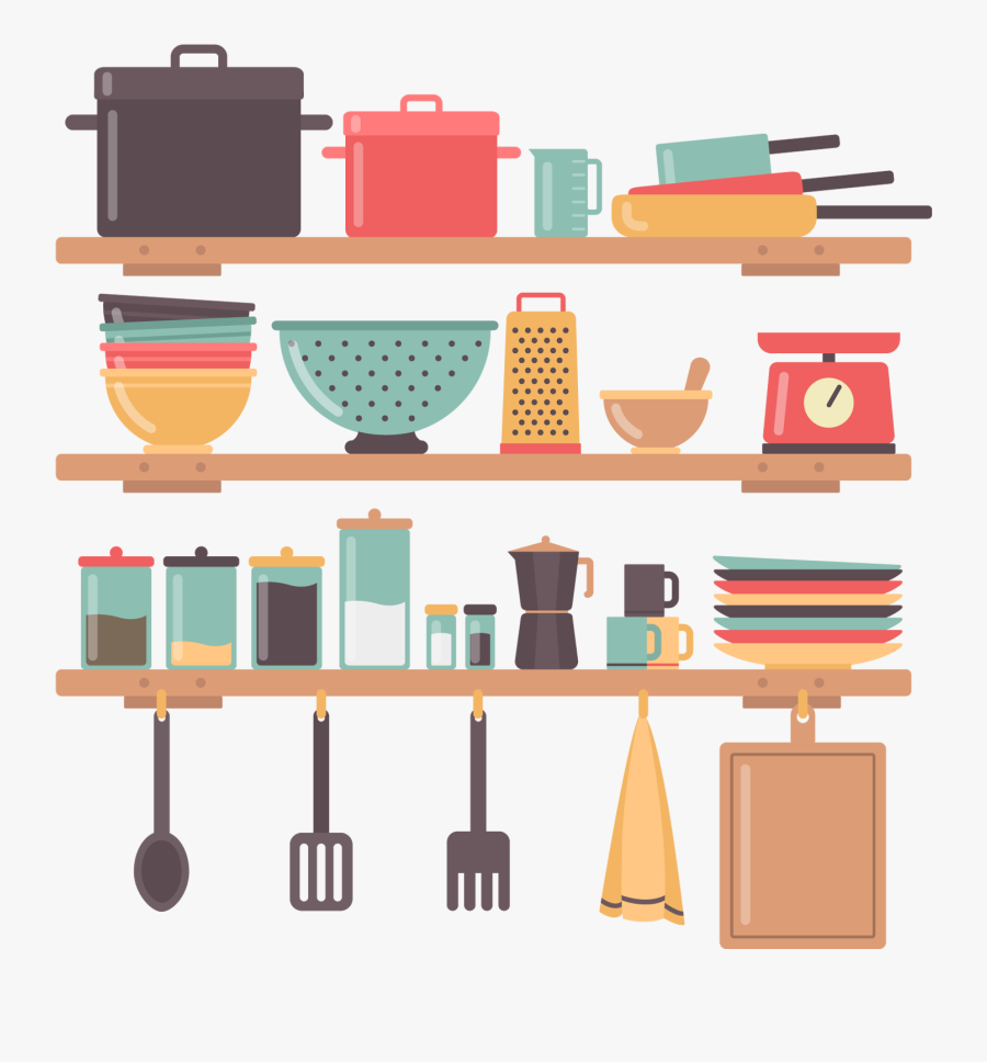 Utensil Shelf Services Vector Design House Interior - Cooking Cross Stitch Pattern, Transparent Clipart