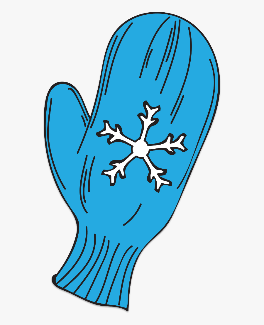 Single Blue Mitten With Snowflake Decoration - Transparent Background Mitten Clipart, Transparent Clipart
