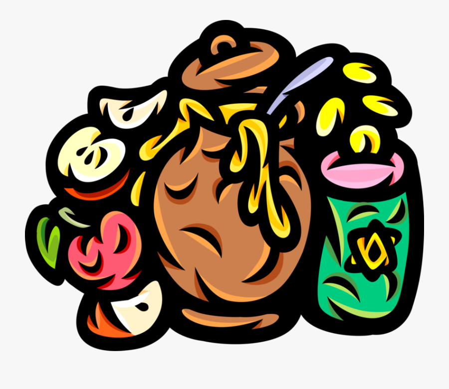 Vector Illustration Of Hebrew Jewish Rosh Hashanah, Transparent Clipart