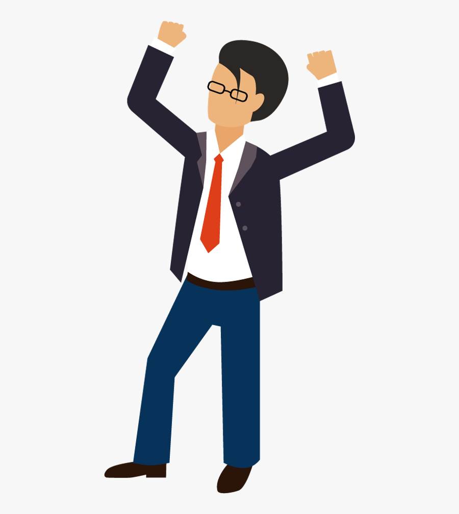 Business Men Cliparts Free - Man With Hands Up Transparent Background, Transparent Clipart