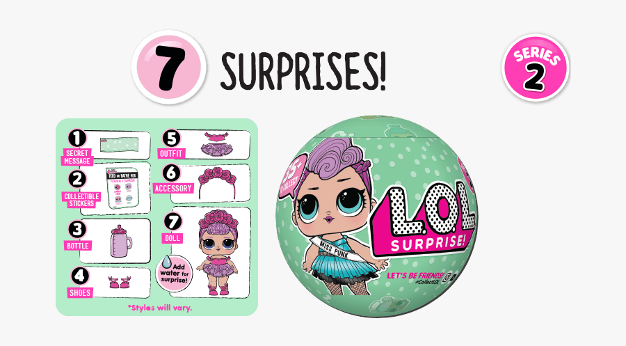 2 Of 3 New Lol Surprise Doll Lil Sisters - Lol Surprise 7 Layers, Transparent Clipart
