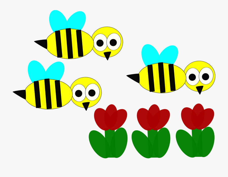 Bees In A Flower Clip Art - Cartoon Bees On A Flower, Transparent Clipart