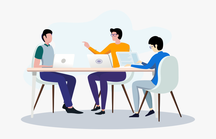 3 People Sitting And Discussing The Need Of The Client - Aws, Transparent Clipart