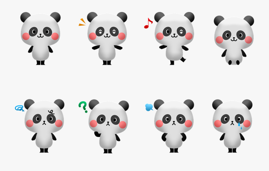 Kawaii Panda, Kawaii, Bear, Panda, Cute, White, China - イラスト 無料 表情, Transparent Clipart