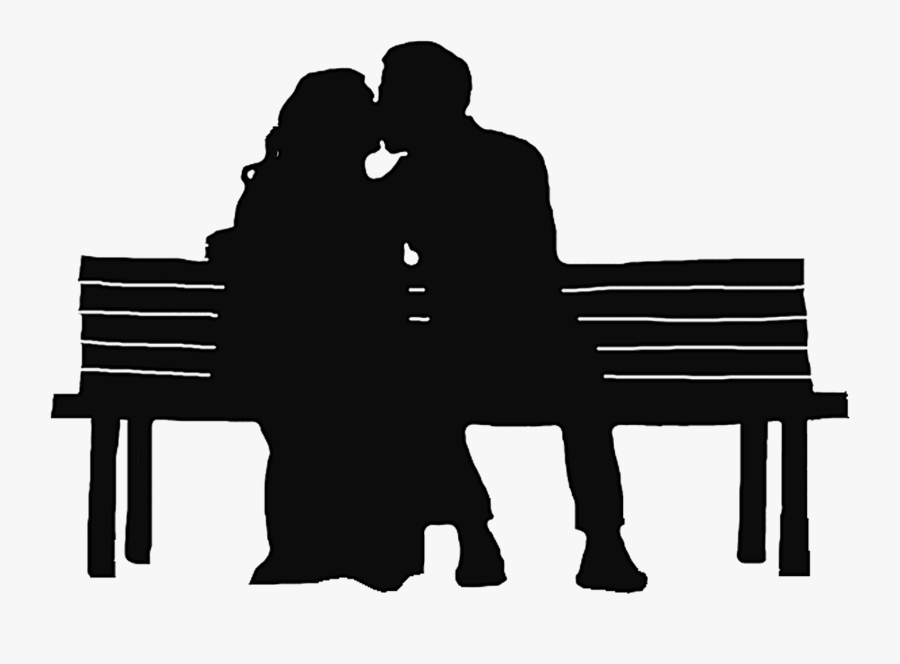 Clipart Transparent Similiar Sitting On Bench Cartoon - Couple On Bench