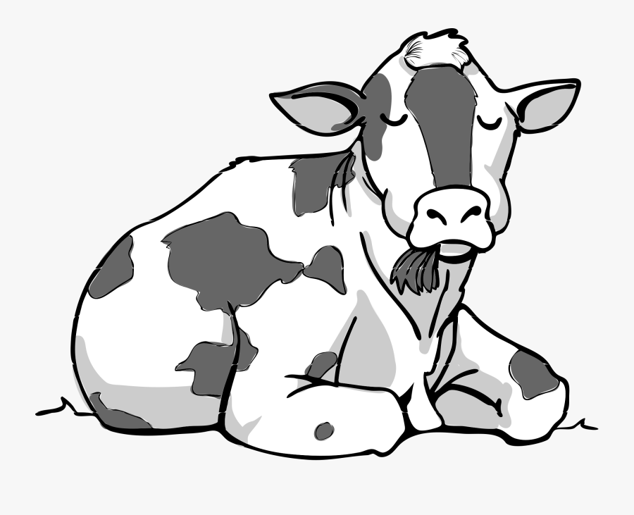 Cow Bw - Cow Sleeping Clip Art, Transparent Clipart
