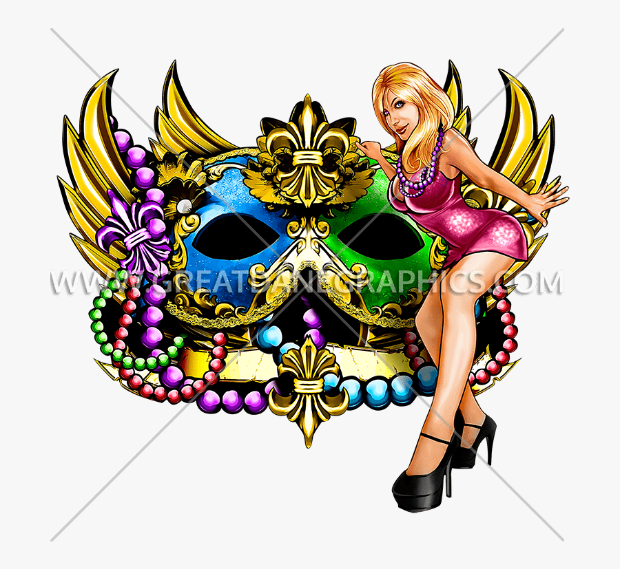 Gras Party Production Ready Artwork For T - Mardi Gra Mask On A T Shirt, Transparent Clipart